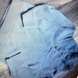 Wardrobe cotton-knit shawl collar button-loop detail and long sleeve shirt